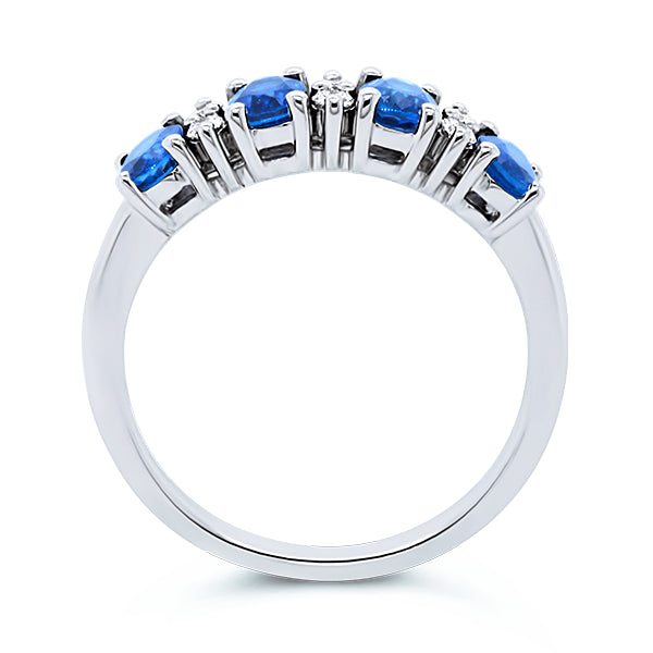 18ct Natural Ceylon-Blue Sapphire & Diamond Ring