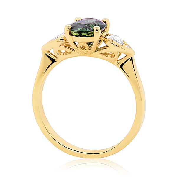 14ct Australian Sapphire & Diamond Ring