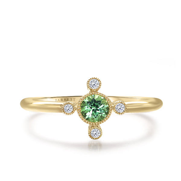 Mint Tourmaline & Diamond Compass Ring in 9ct Gold