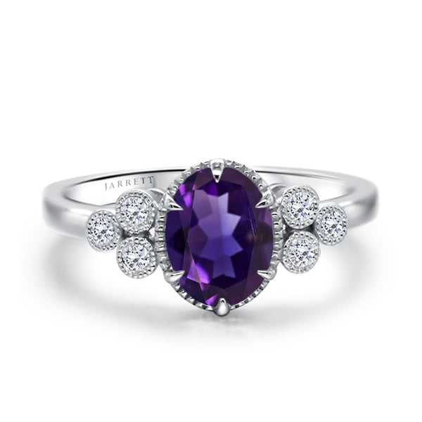 9ct Natural Amethyst Deco Ring in 9ct Rose Gold