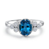 9ct Blue Topaz Deco Ring in 9ct White Gold