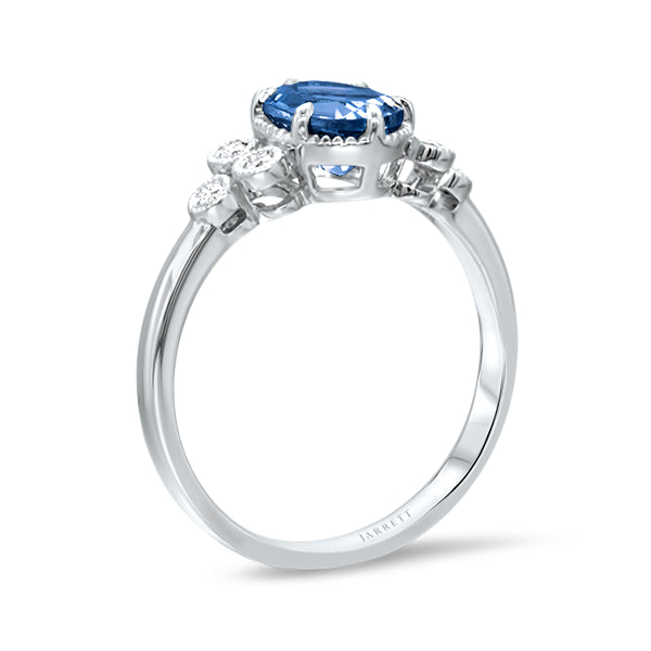 9ct London Blue Topaz Deco Ring in 9ct White Gold