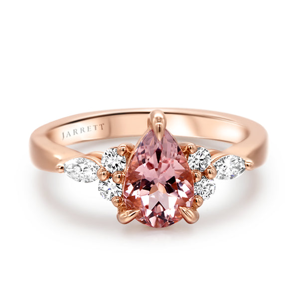 Pear-Shape Natural Morganite and Diamond Ring in 14ct Rose Gold