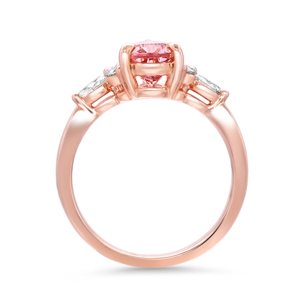 Pear-Shape Natural Morganite and Diamond Ring in 14ct Rose Gold