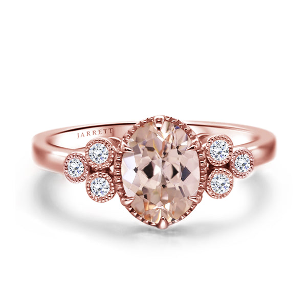 9ct Natural Morganite Deco Ring in 9ct Rose Gold