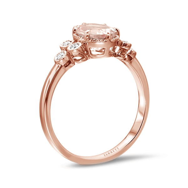 9ct Natural Morganite Deco Ring in 9ct Rose Gold
