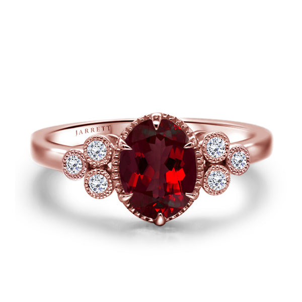 9ct Natural Garnet Deco Ring in 9ct Rose Gold