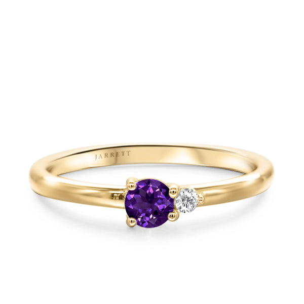 Amethyst and Diamond Duo Ring in 9ct Gold