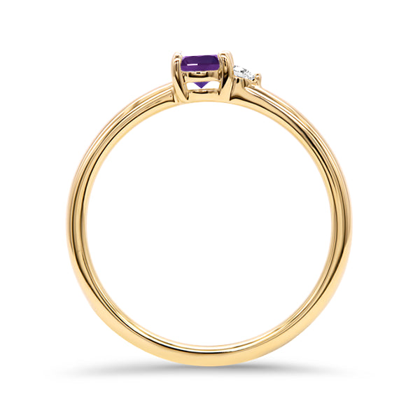 Amethyst and Diamond Duo Ring in 9ct Gold