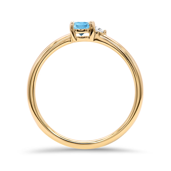 Sky Blue Topaz and Diamond Duo Ring in 9ct Gold