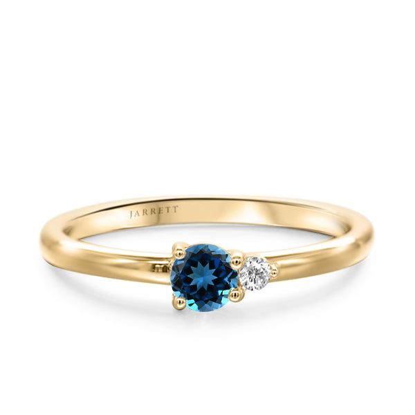 London Blue Topaz and Diamond Duo Ring in 9ct Gold