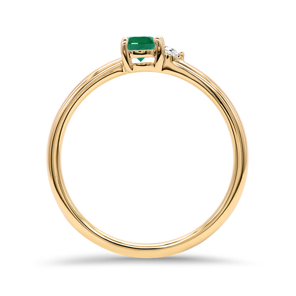 Natural Emerald and Diamond Duo Ring in 9ct Gold