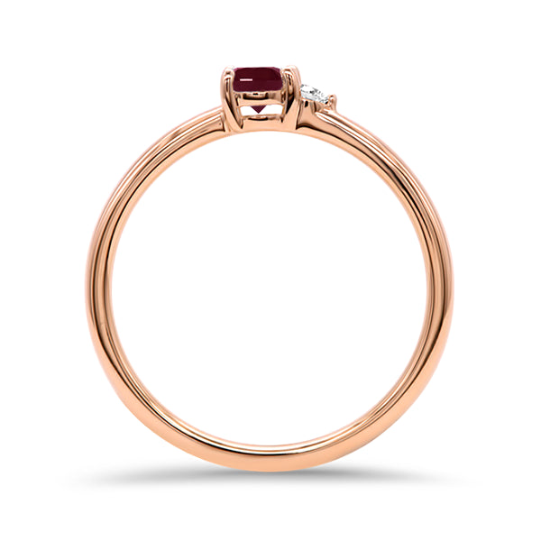 Garnet and Diamond Duo Ring in 9ct Gold