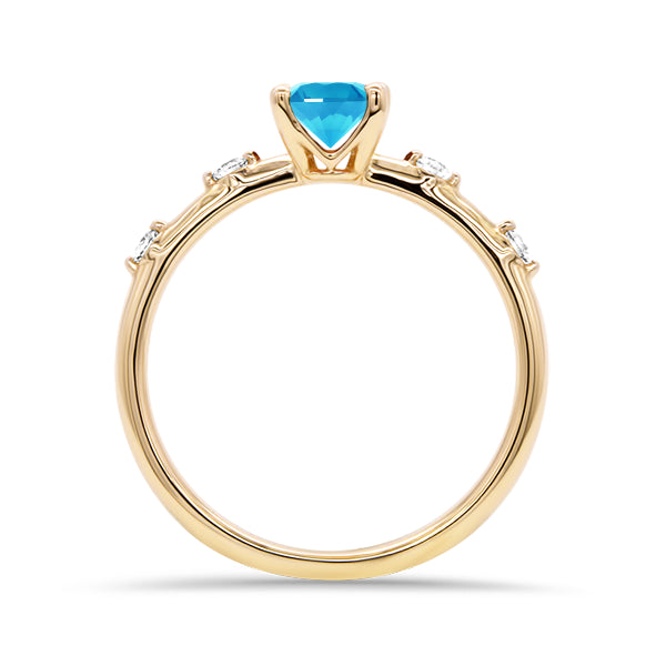 Sky Blue Topaz and Diamond Embers Ring in 9ct Gold