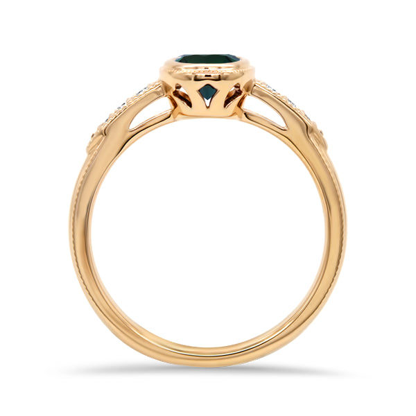 Vintage-Inspired Australian Sapphire and Diamond Ring in 14ct Gold