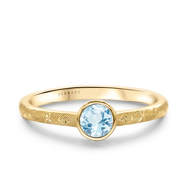 Aquamarine Solo Stacking Ring in 9ct Gold