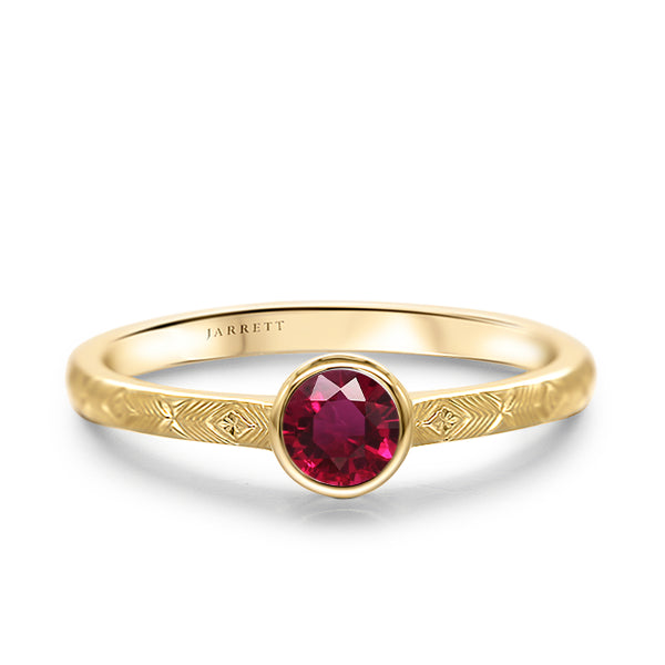 Natural Ruby Solo Stacking Ring in 9ct Gold