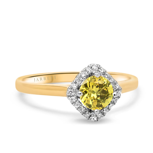 9ct Yellow Sapphire & Diamond Ring