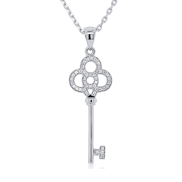 9ct Vintage-Inspired Diamond Key Pendant