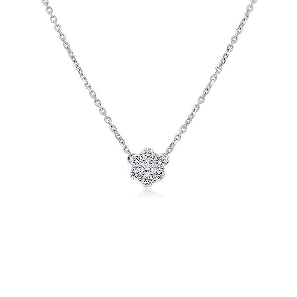 9ct 0.25ct Classic Diamond Cluster Necklace