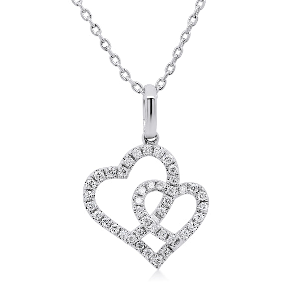 18ct Cherish Double Heart Diamond Pendant