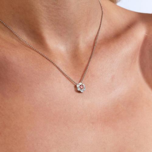 Kimberley Petite Peony Argyle Pink & White Diamond Necklace