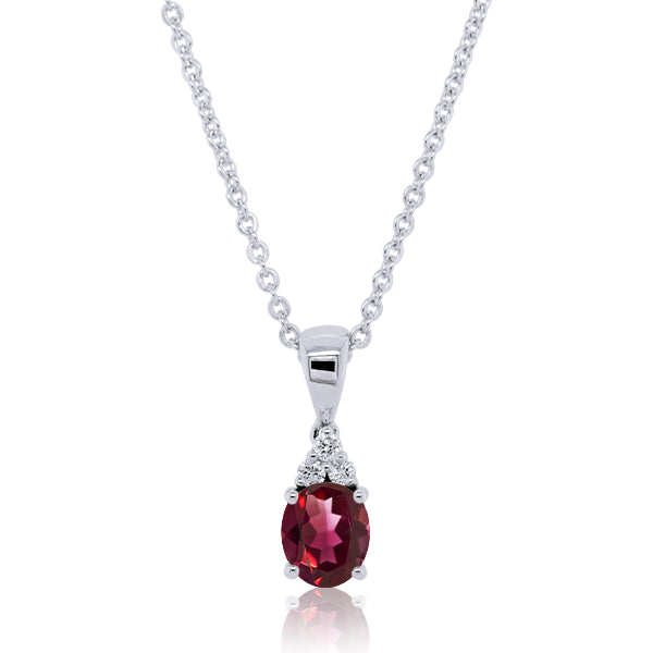 Oval Natural Garnet & Diamond Pendant
