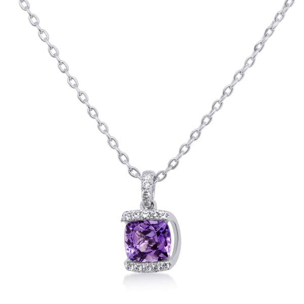 9ct Amethyst & Diamond Pendant