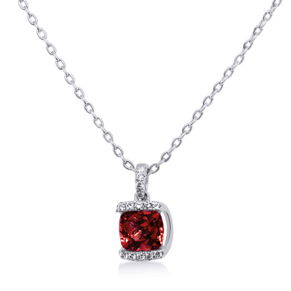 9ct Natural Garnet & Diamond Pendant