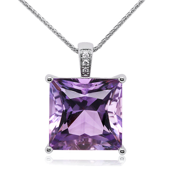 9ct Natural Amethyst & Diamond Pendant