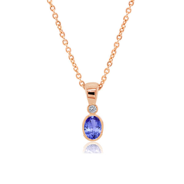 9ct Ceylon Sapphire & Diamond Pendant