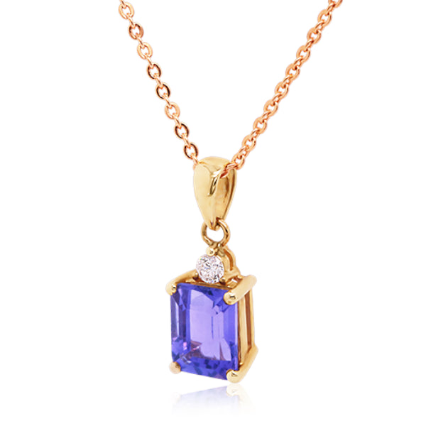 9ct Natural Amethyst & Diamond Pendant