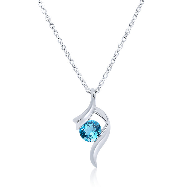 9ct Swiss Blue Topaz Ribbon Pendant