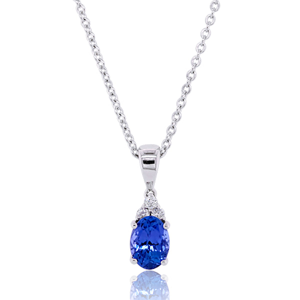 Oval Natural Tanzanite & Diamond Pendant