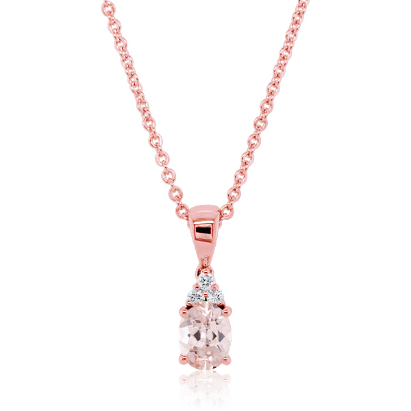Oval Natural Morganite & Diamond Pendant
