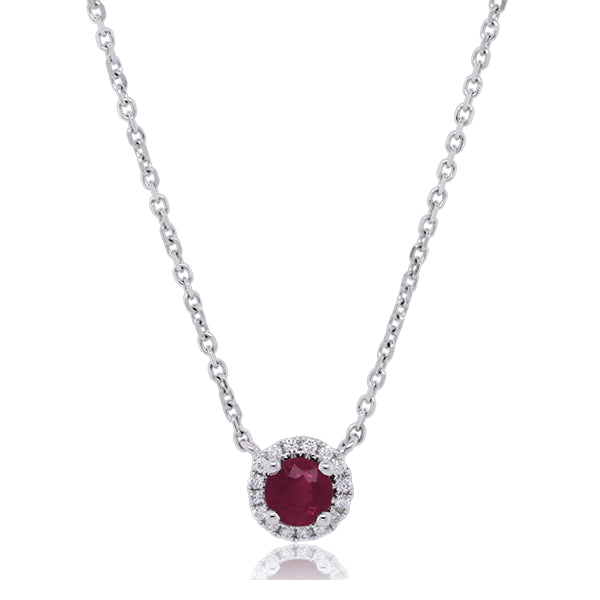 9ct Natural Ruby & Diamond 45cm Necklace