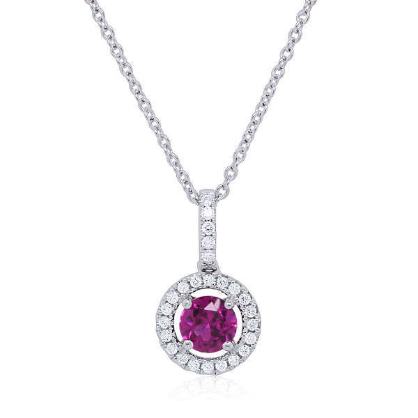9ct Purple Garnet & Diamond Pendant