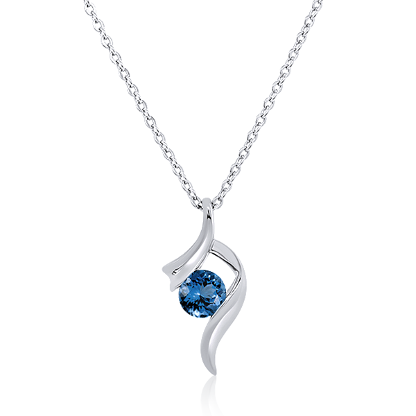 9ct London Blue Topaz Ribbon Pendant 007-01024