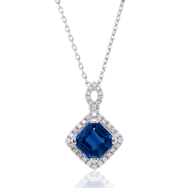 9ct Square Kyanite & Diamond Pendant