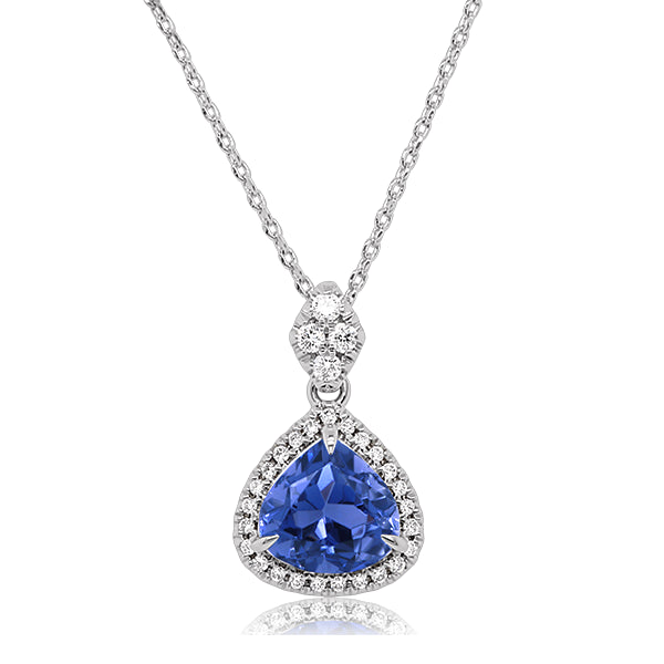 9ct Natural Iolite & Diamond Pendant