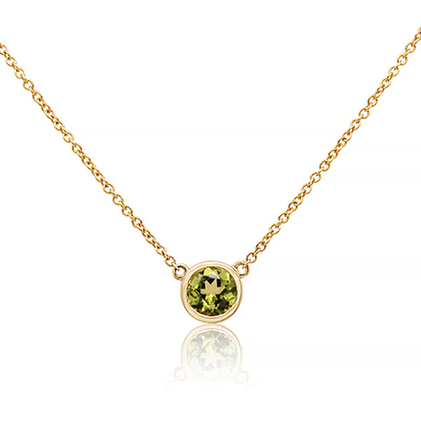 9ct Natural Peridot Classic Bezel Necklace