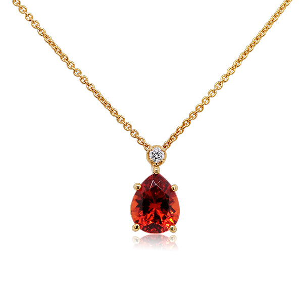 9ct Mandarin Garnet & Diamond Pendant