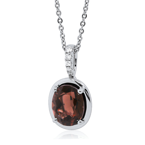 9ct Smoky Quartz & Diamond Pendant