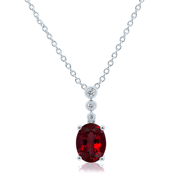 9ct Natural Garnet & Diamond Pendant