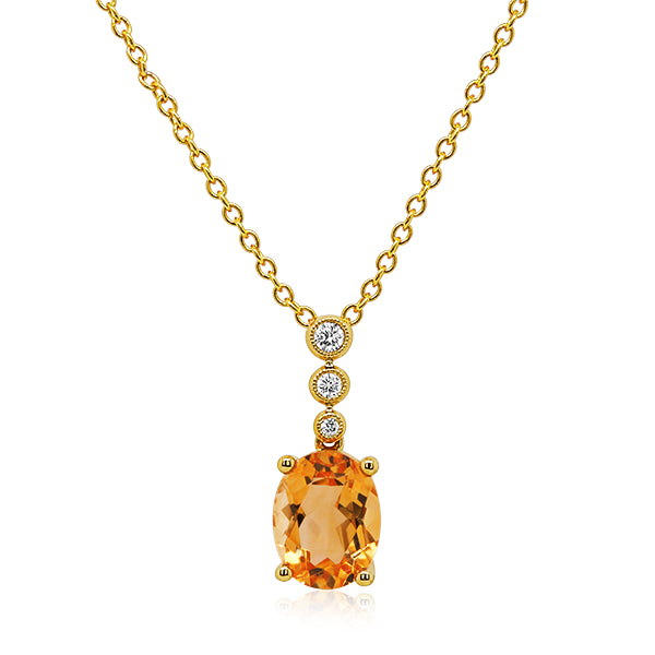 9ct Citrine & Diamond Pendant
