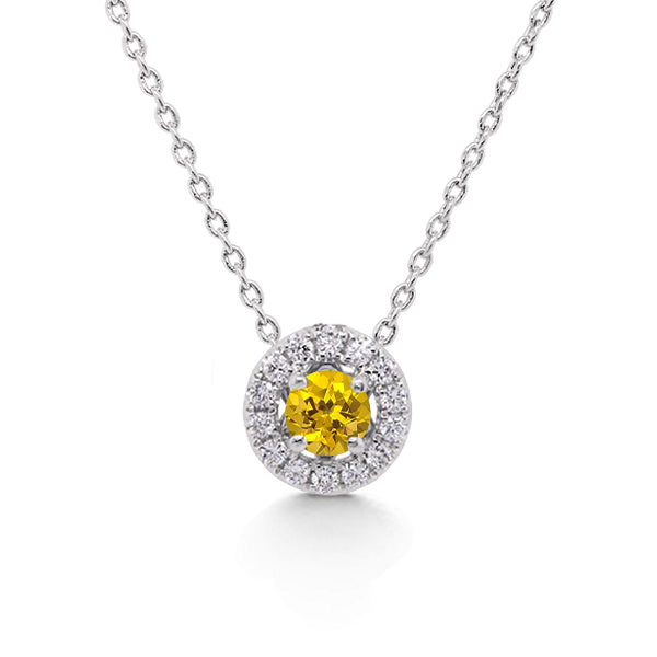 18ct Natural Yellow Sapphire & Diamond Necklace