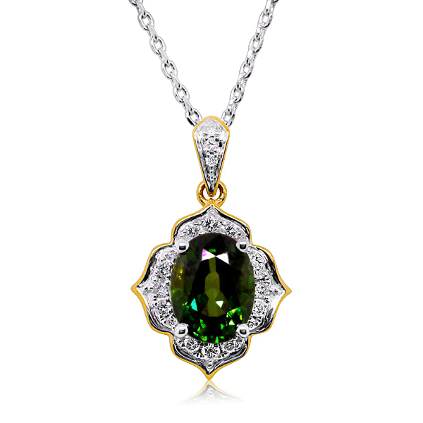 9ct Australian Green Sapphire & Diamond Pendant