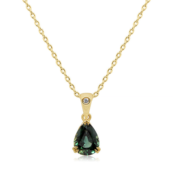 9ct Australian Sapphire & Diamond Pendant