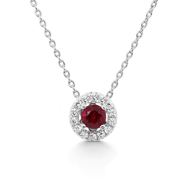Burma Ruby & Diamond Slider Necklace in 18ct Gold
