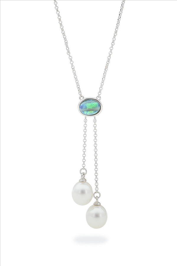 IKECHO Freshwater Pearls The Oceanides Lariat Necklace in Sterling Silver